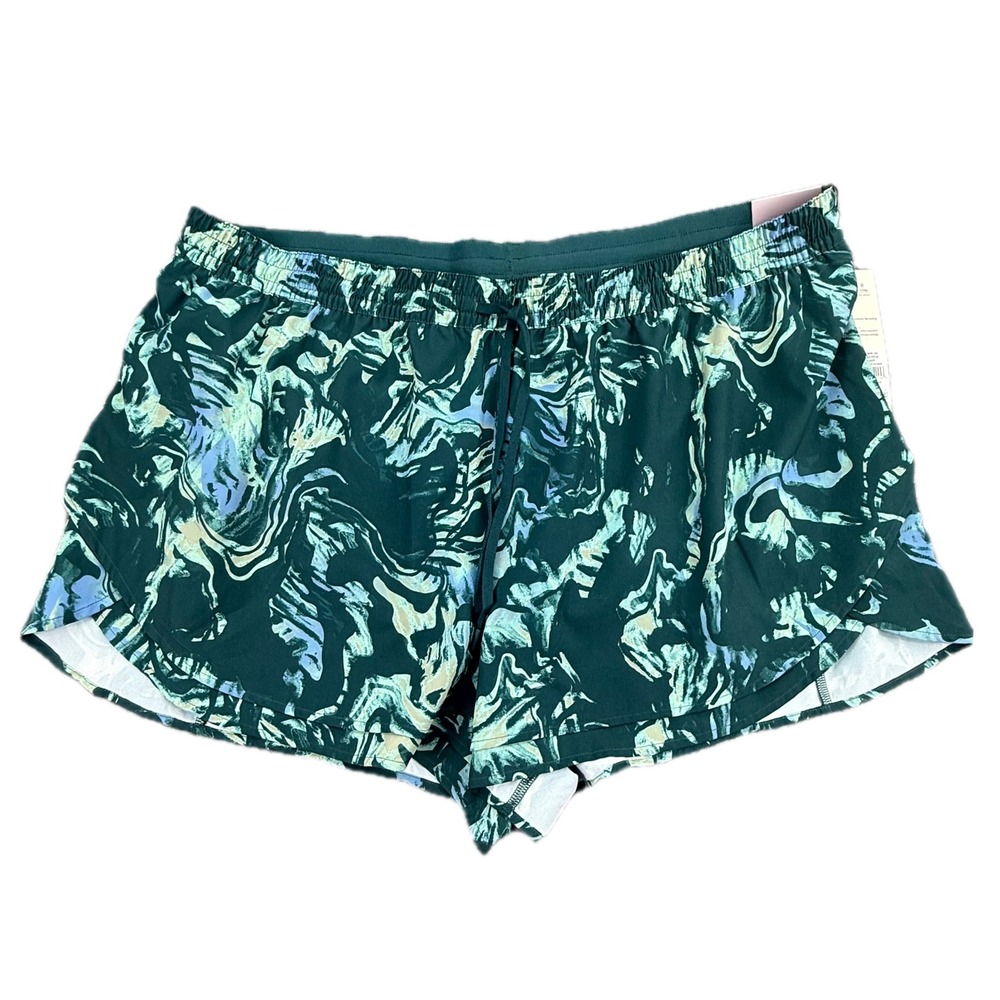 Calia Step Up Shorts Womens XXL Green Moss Print High Rise 3" Inseam WAX15219PRT